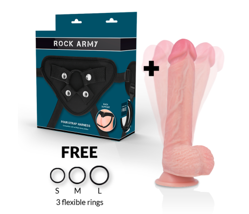 ROCKARMY - HARNESS + HAWK ROTATOR AND VIBRATOR 22 CM -O- 4.6 CM