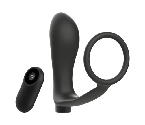 ADDICTED TOYS - PENIS RING WITH REMOTE CONTROL ANAL PLUG BLACK RECHARGEABLE