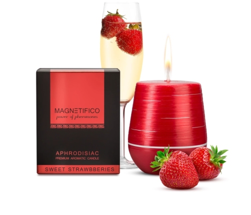 MAGNETIFICO Strawberry Scented Candle 36h Long-Lasting, Handmade, EU