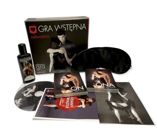 Love Academy Couples Game Set with Massage Oil and Blindfold, 54 Cards
