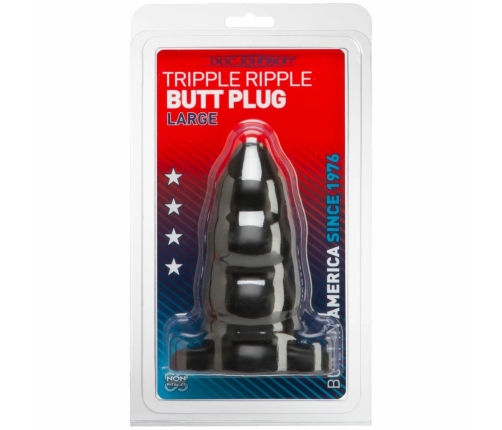 Doc Johnson Triple Ripple Large Black Anal Plug - Graduated Design