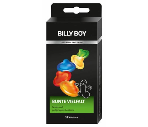Billy Boy Colorful Variety 12 szt. Kolorowe prezerwatywy z wypustkami i smakami