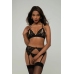 Christine Axelle 3-Piece Lingerie Set Black - Lace & Open Detail Design S-M