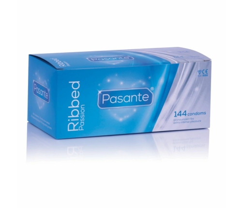 Pasante Ribbed 144-Pack Textured Transparent Latex Protection, Medium Size