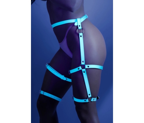 Fantasy Lingerie Buckle Up Adjustable Leg Harness Blue - O-Ring Accent