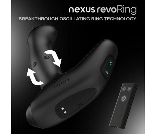 Nexus Revo Ring Remote Control Rotating Wellness Device Silicone Black 13,5cm