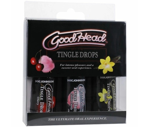 Doc Johnson GoodHead Tingle Drops zestaw 3 smakow 29 ml aplikator