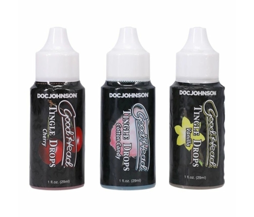 Doc Johnson GoodHead Tingle Drops zestaw 3 smakow 29 ml aplikator