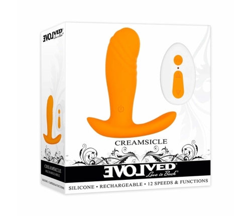 Evolved Novelties Creamsicle Orange Vibrating Anal Plug 12-Speed Remote