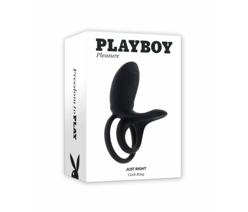 Playboy Just Right Black Dual Silicone Vibrating Ring System