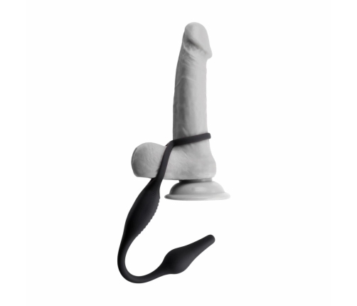 Evolved Novelties Plug & Tug Black Dual Stimulation Silicone System