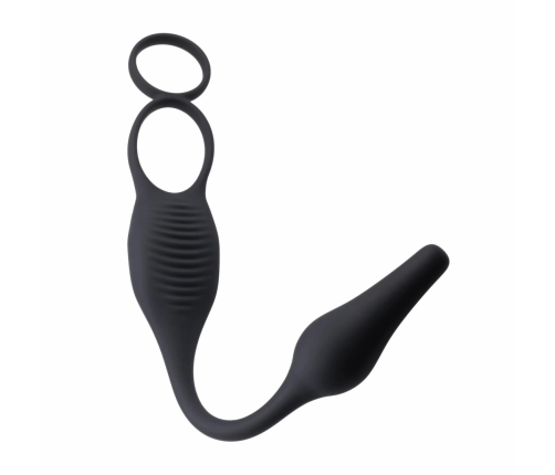 Evolved Novelties Plug & Tug Black Dual Stimulation Silicone System