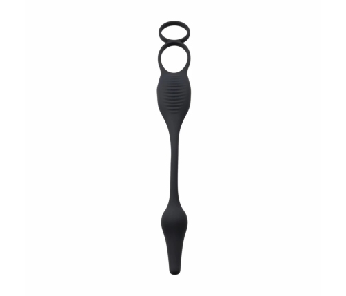 Evolved Novelties Plug & Tug Black Dual Stimulation Silicone System