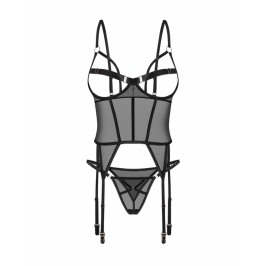 Obsessive Euridia Corset Set Black - Elegant Adjustable Lingerie Ensemble