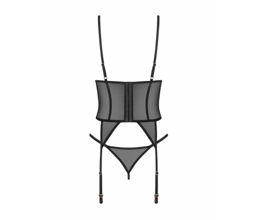 Obsessive Euridia Corset Set Black - Elegant Adjustable Lingerie Ensemble