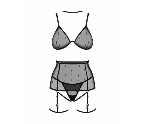 Obsessive Freedom Anniverse Four-Piece Lingerie Set Black Adjustable 2XL/3XL