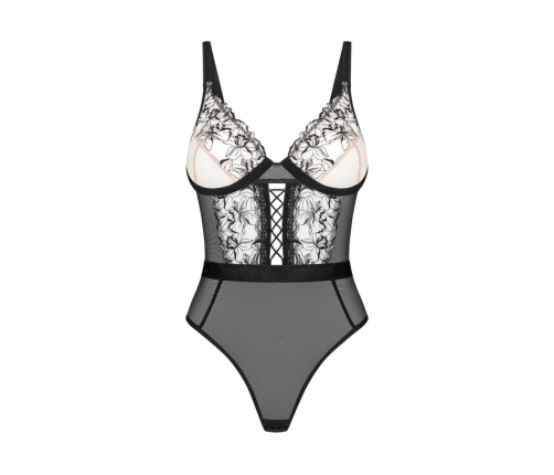 Obsessive Vila Blanes Teddy Black - Elegant Lace Bodysuit Adjustable Fit
