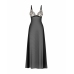 Obsessive Vila Blanes Long Chemise Black - Elegant Floral Tulle Design