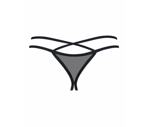 Obsessive Vila Blanes Black Mesh Thong with Golden Accents, S/M