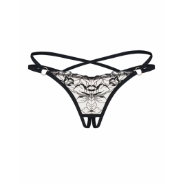 Obsessive Vila Blanes Black Mesh Thong with Golden Accents, S/M
