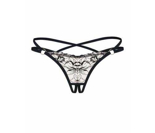 Obsessive Vila Blanes Black Mesh Thong with Golden Accents, S/M