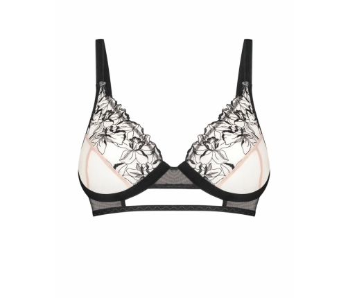 Obsessive Vila Blanes Black Bra - Embroidered Tulle, Gold Detail