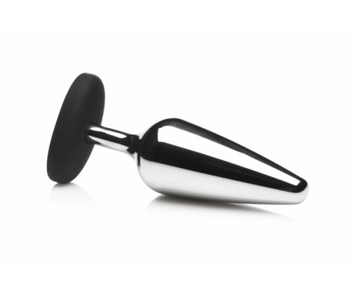 XR Brands Intimate Metal Plug Silver - Silicone Base, Medium Size