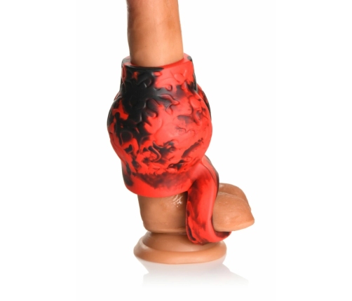 XR Brands Hell Hound Silicone Red Ball Ring & Stretcher, 88.9 mm