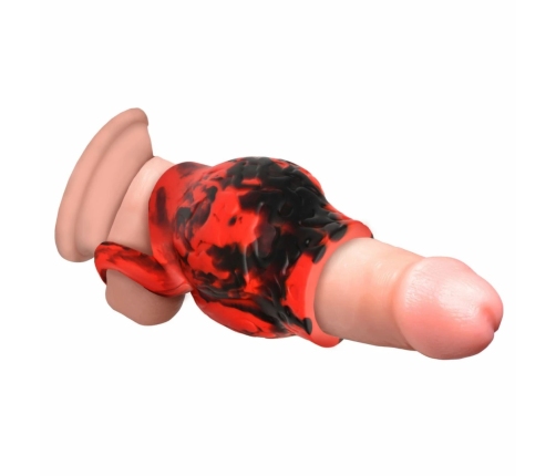 XR Brands Hell Hound Silicone Red Ball Ring & Stretcher, 88.9 mm