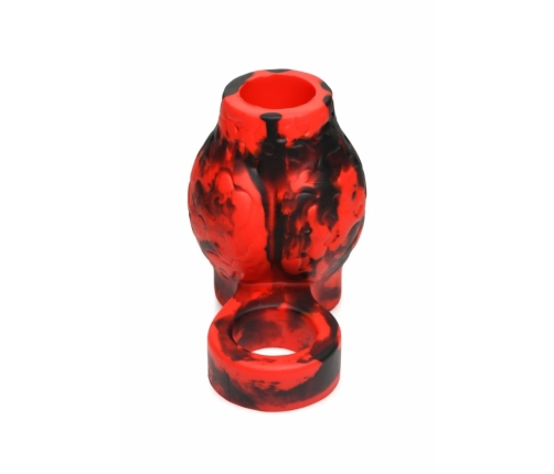 XR Brands Hell Hound Silicone Red Ball Ring & Stretcher, 88.9 mm