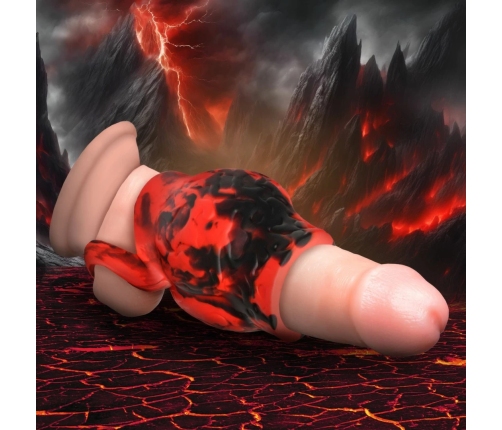 XR Brands Hell Hound Silicone Red Ball Ring & Stretcher, 88.9 mm