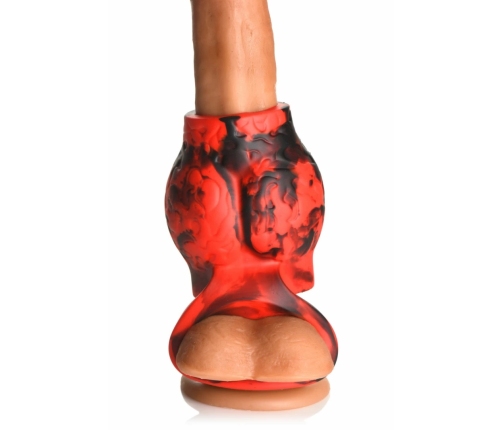 XR Brands Hell Hound Silicone Red Ball Ring & Stretcher, 88.9 mm