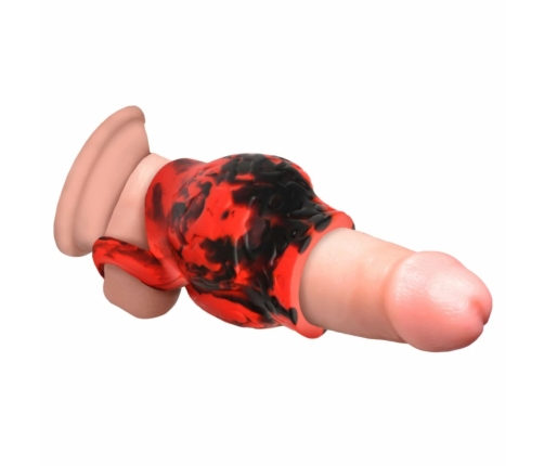 XR Brands Hell Hound Silicone Ball Stretcher Sleeve Red 68.6mm