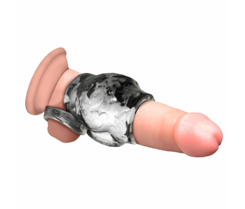 XR Brands Night Prowler Silicone Support Ring with Ball Stretcher, Gray
