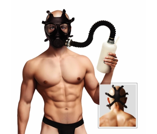 XR Brands Intimate Inhaler Gas Mask Black & White with Adjustable Straps