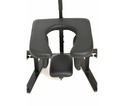 XR Brands Pleasure Throne Adjustable Support Chair Black Vegan Leather