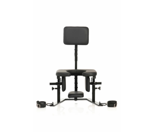XR Brands Pleasure Throne Adjustable Support Chair Black Vegan Leather