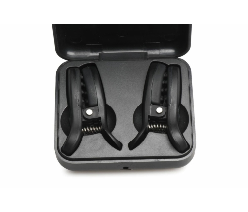 XR Brands Dark Grip Vibrating Silicone Clamps Black Compact Case