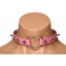 XR Brands Spiked Heart Choker Pink Vegan Leather Adjustable 42cm