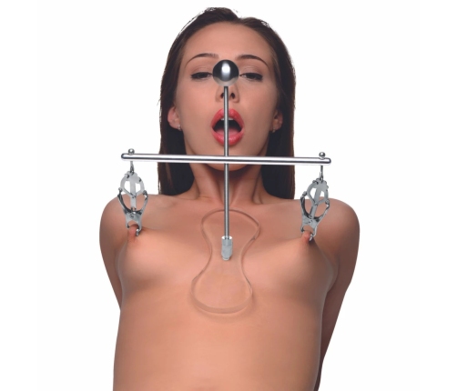 XR Brands Tower of Pain Adjustable Stainless Steel Clamp System Silver