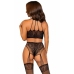 Leg Avenue Bodysuit Halterneck Lace & Garters Black Elegant Set