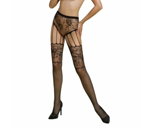 Passion ECO S004 Bodystocking Black - Eco-Friendly, Elegant Mesh Design One Size