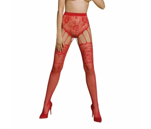 Passion ECO S004 Bodystocking Red - Eco-Friendly Mesh Design One Size
