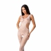 Passion BS085 Seamless Geometric Pattern Catsuit White One Size