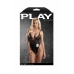 Fantasy Lingerie PLAY Night Shift Bodysuit Black Wet-Look Mesh S/M