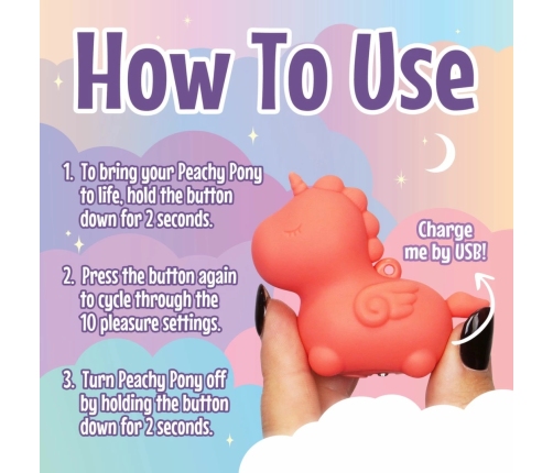 Unihorn Mini Peachy Pony - Compact Multi-Speed Personal Massager, Pink