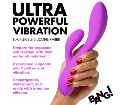 BANG! Flexible Dual Motor Rabbit Vibrator Purple 19.5cm Waterproof