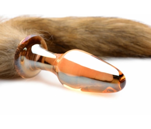 TAILZ Fox Tail Glass Plug Orange - Borosilicate Glass & Faux Fur 20cm