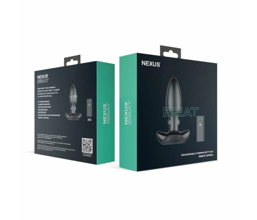 Nexus BEAT Silicone Rhythmic Plug with Remote Control, USB, Black 11,2 cm