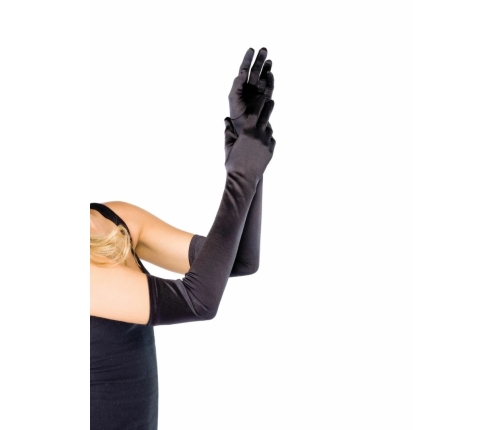 Leg Avenue Extra Long Satin Gloves czarne satynowe rękawiczki
